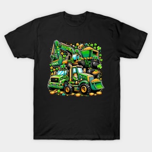 St Patricks Day Construction Trucks Funny Boys Kids Toddler T-Shirt